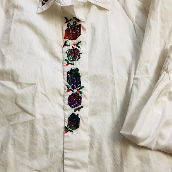 Christmas button down white shirt #036 - Picture 4 of 9